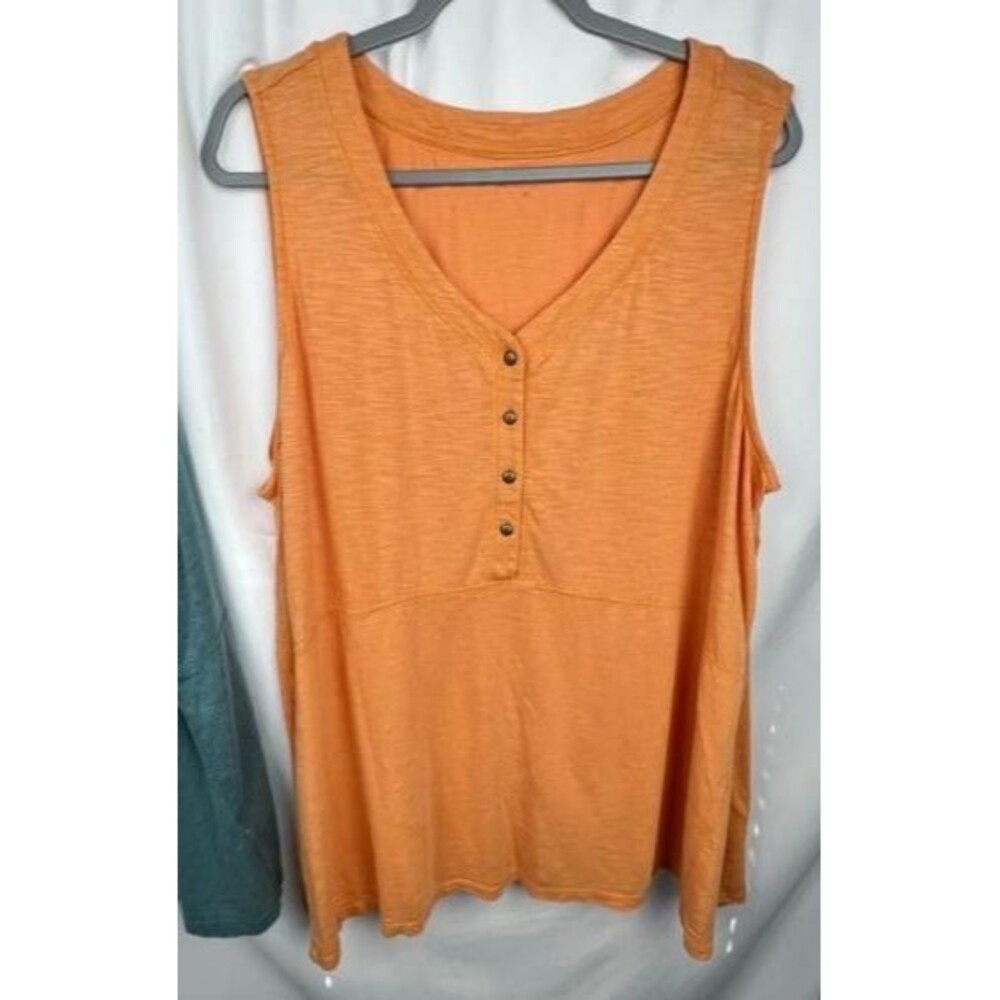 Coldwater Creek Sleeveless Henley Tunic Top BUNDLE 2X Blue & Orange Button Front - Picture 8 of 12